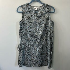 Lauren Conrad Blue Paisley Keyhole Sleeveless Tunic Drawstring Waist Size Small